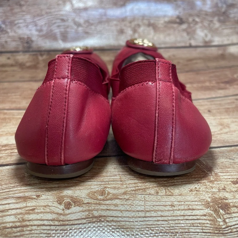 Tory Burch Caroline 2 Cabernet Leather Ballet Flats Gold Logo Women's Size 5 m - Picture 5 of 10